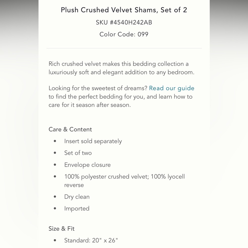 Crushed Velvet Set of Shams - Picture 3 of 4